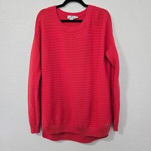 Vineyard Vines Womens Red Ribbed Cotton Long Sleeve Knit Pullover Sweater‎